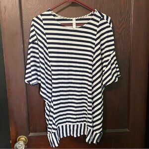 Honeyme M Blouse Navy and White Stripes